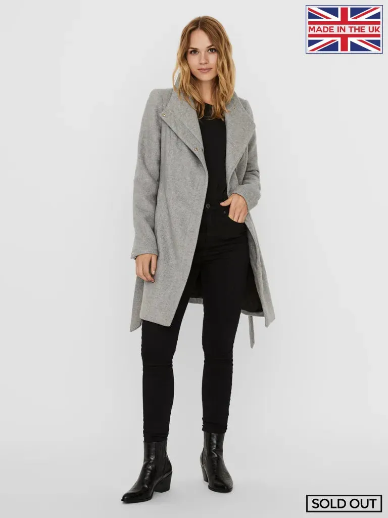 Recycled Wool Blend Belted Winter Coat