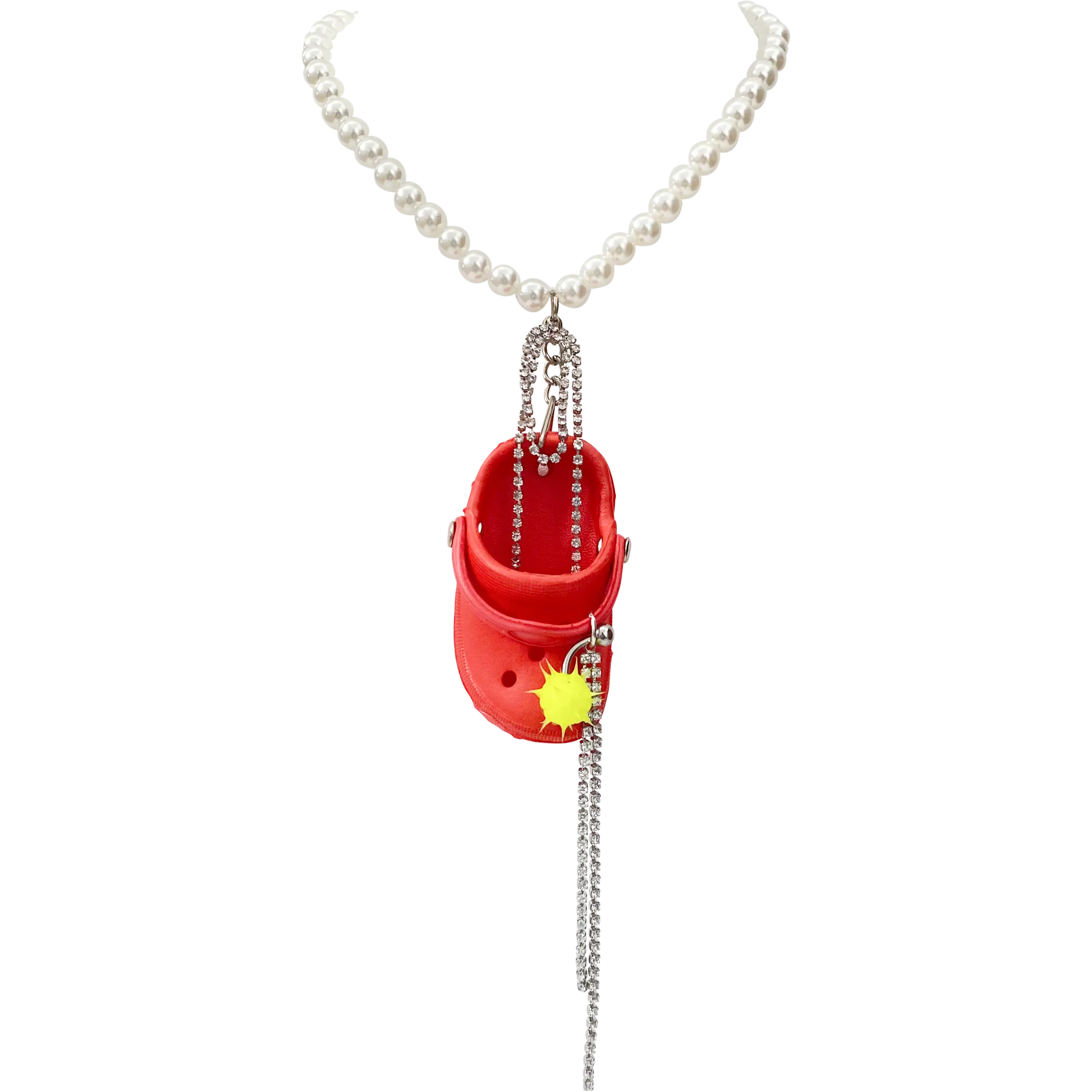 Red Bedazzled Mini Croc Necklace