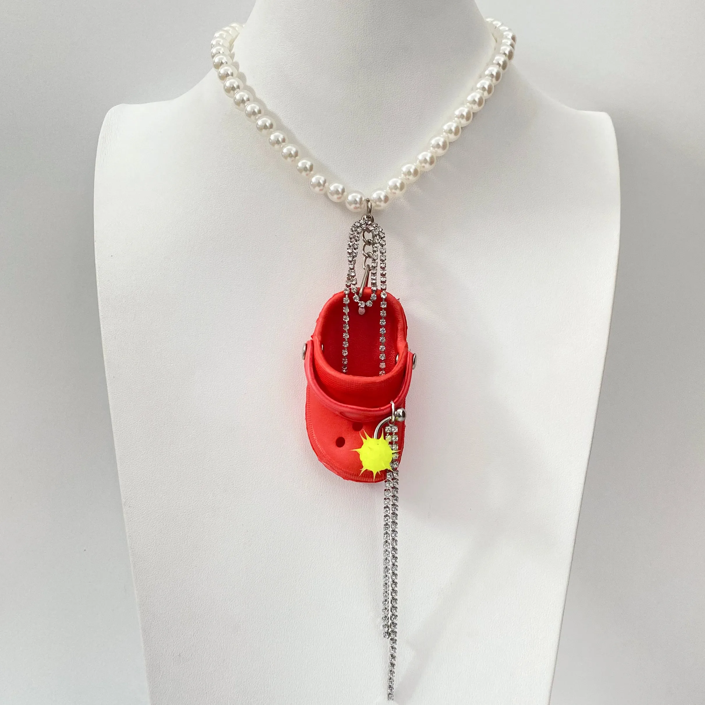 Red Bedazzled Mini Croc Necklace