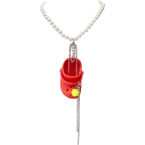 Red Bedazzled Mini Croc Necklace