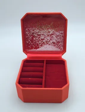 Red Fabric Snow Globe Jewelry Box