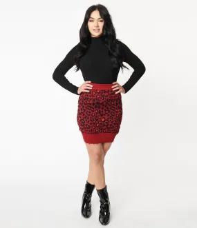 Red Leopard Print Mini Skirt