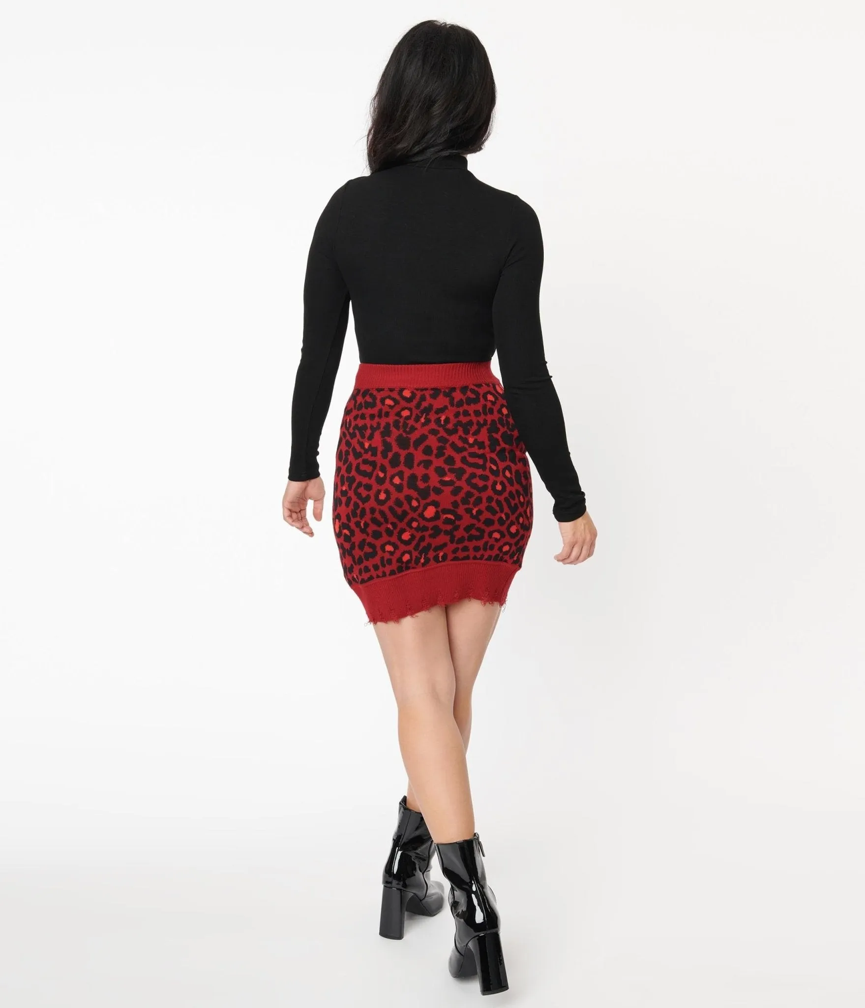 Red Leopard Print Mini Skirt