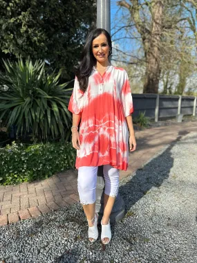 Red Tie Dye Tiered Tunic Hattie