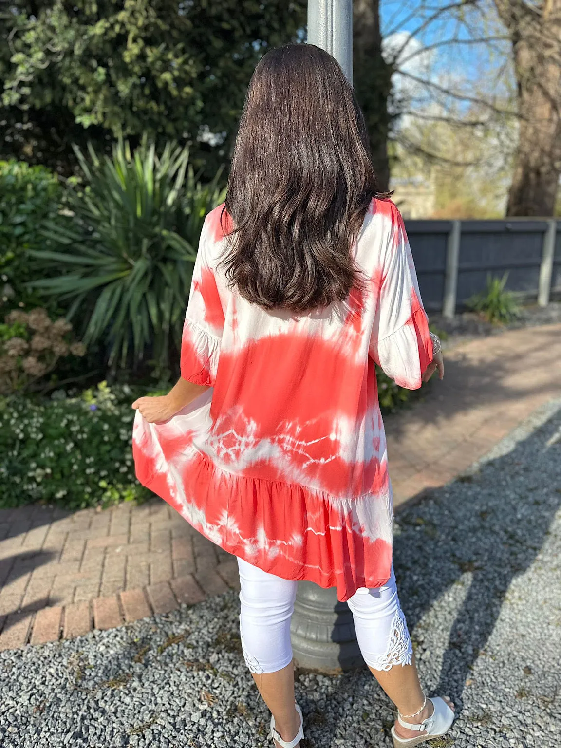 Red Tie Dye Tiered Tunic Hattie