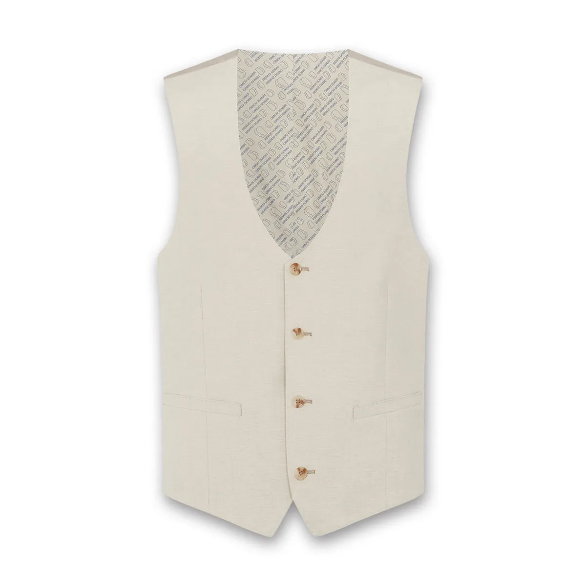 Remus - Massa Mix & Match Linen Waistcoat in Stone