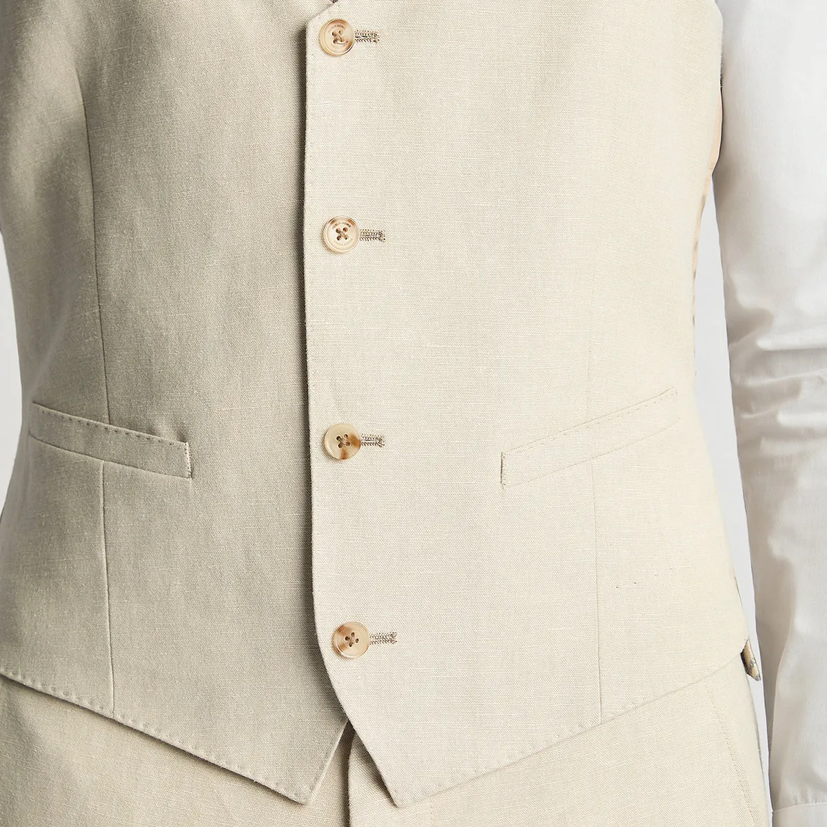 Remus - Massa Mix & Match Linen Waistcoat in Stone