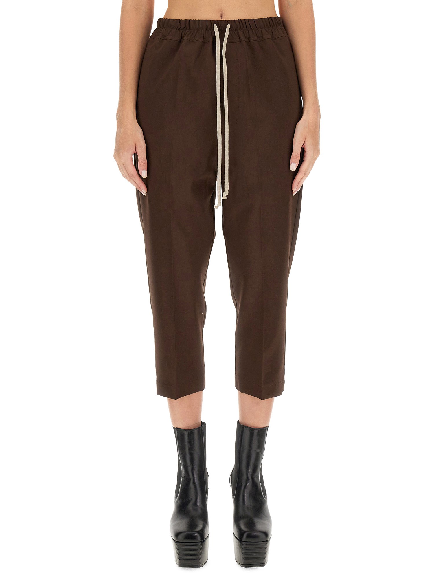 RICK OWENS    DRAWSTRING ASTAIRES CROPPED WOOL PANTS