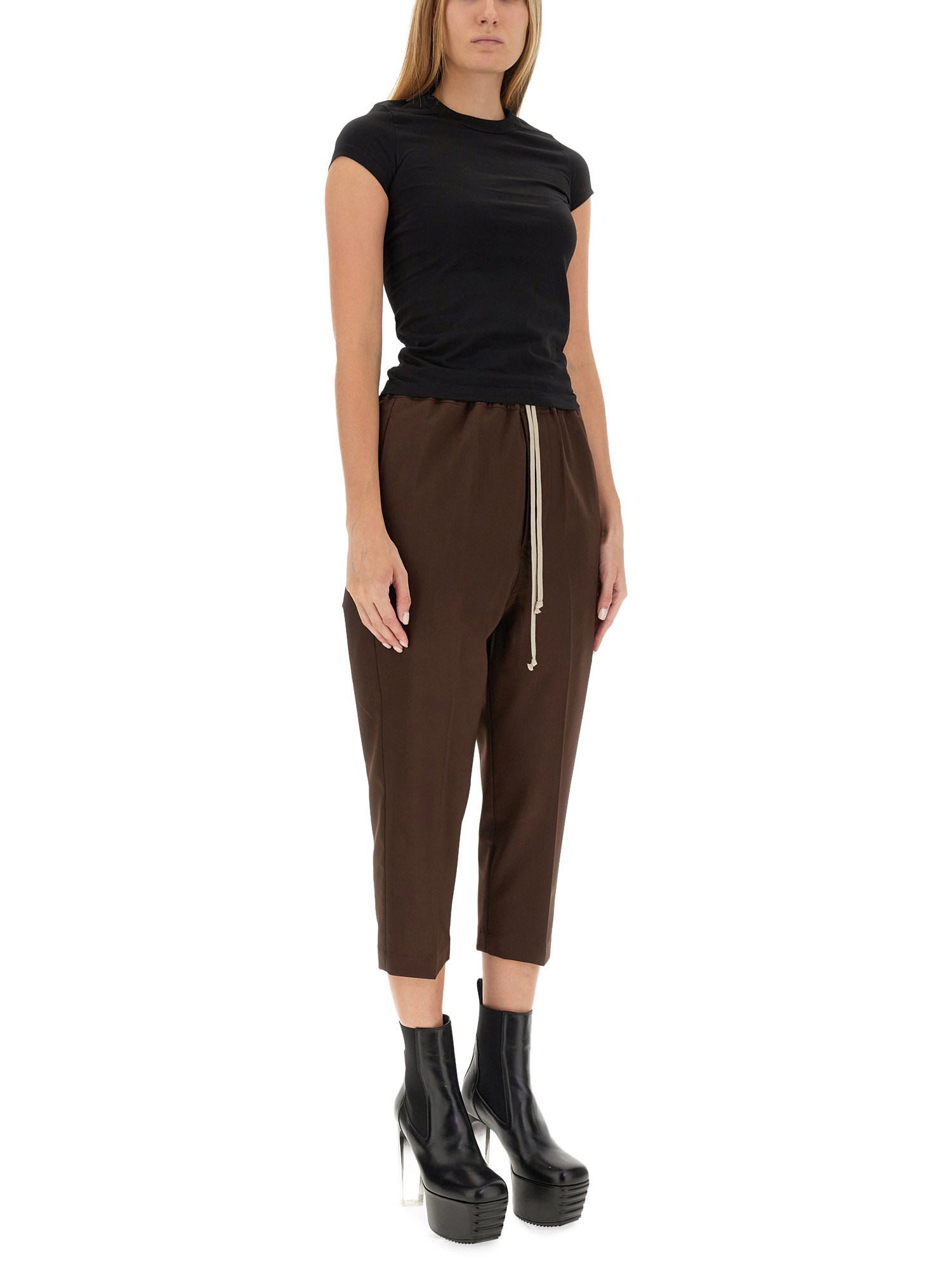 RICK OWENS    DRAWSTRING ASTAIRES CROPPED WOOL PANTS