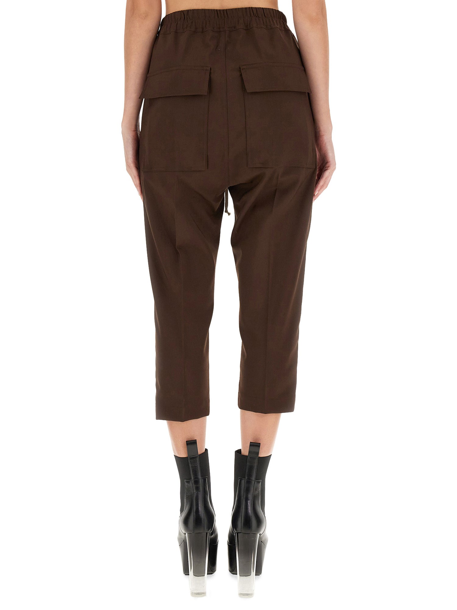 RICK OWENS    DRAWSTRING ASTAIRES CROPPED WOOL PANTS