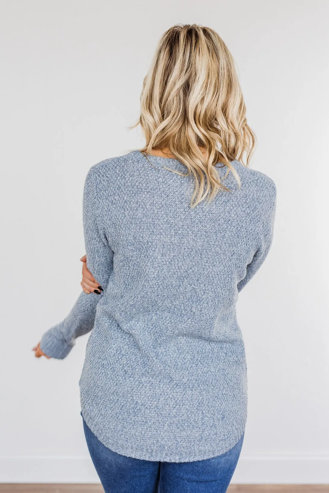 Runway Beauty Knit Sweater- Light Blue