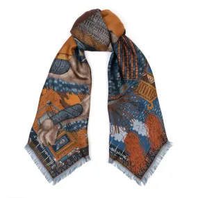 SABINA SAVAGE - THE SNOW LION SILK TWILL SCARF 135CM