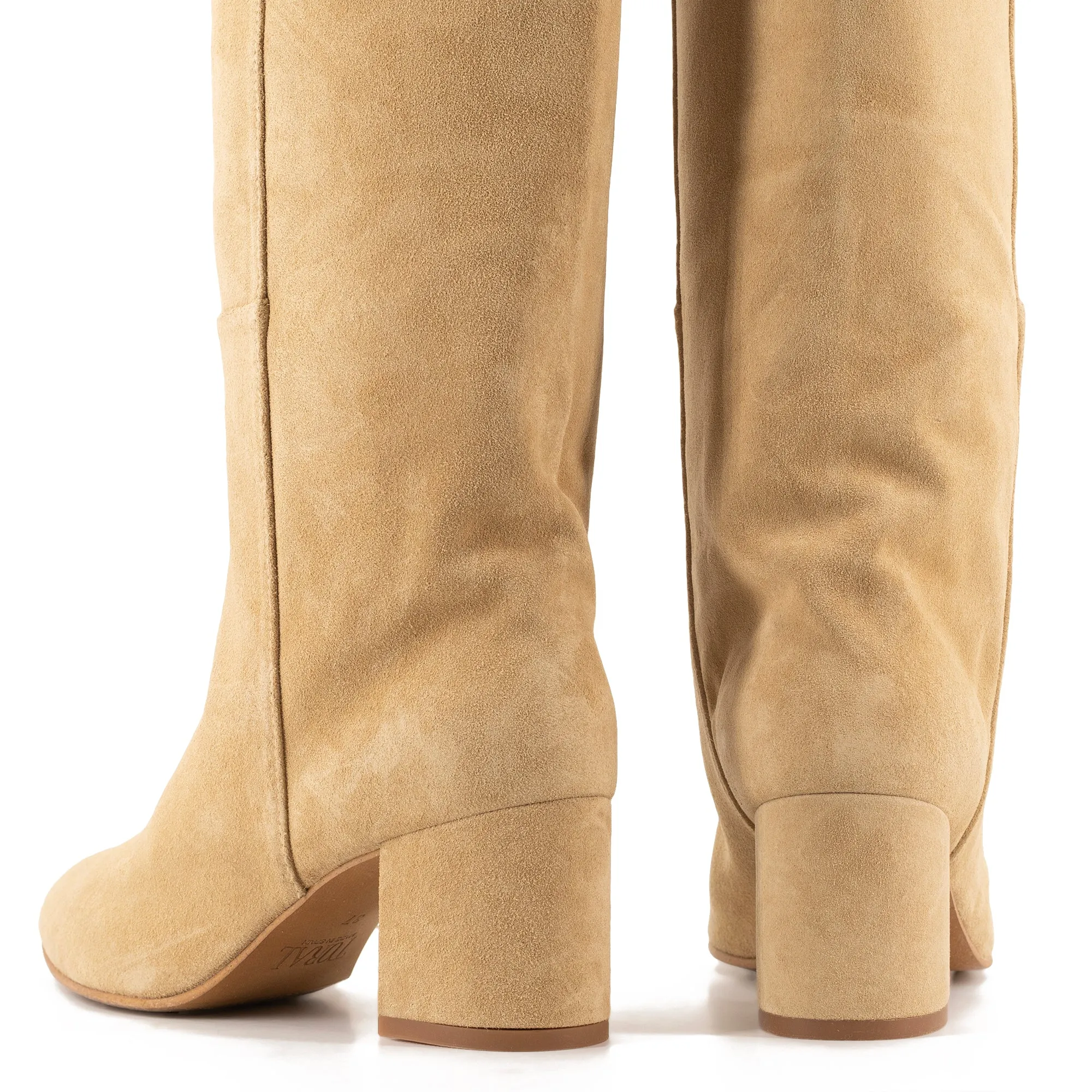 SAND SUEDE TALL BOOTS