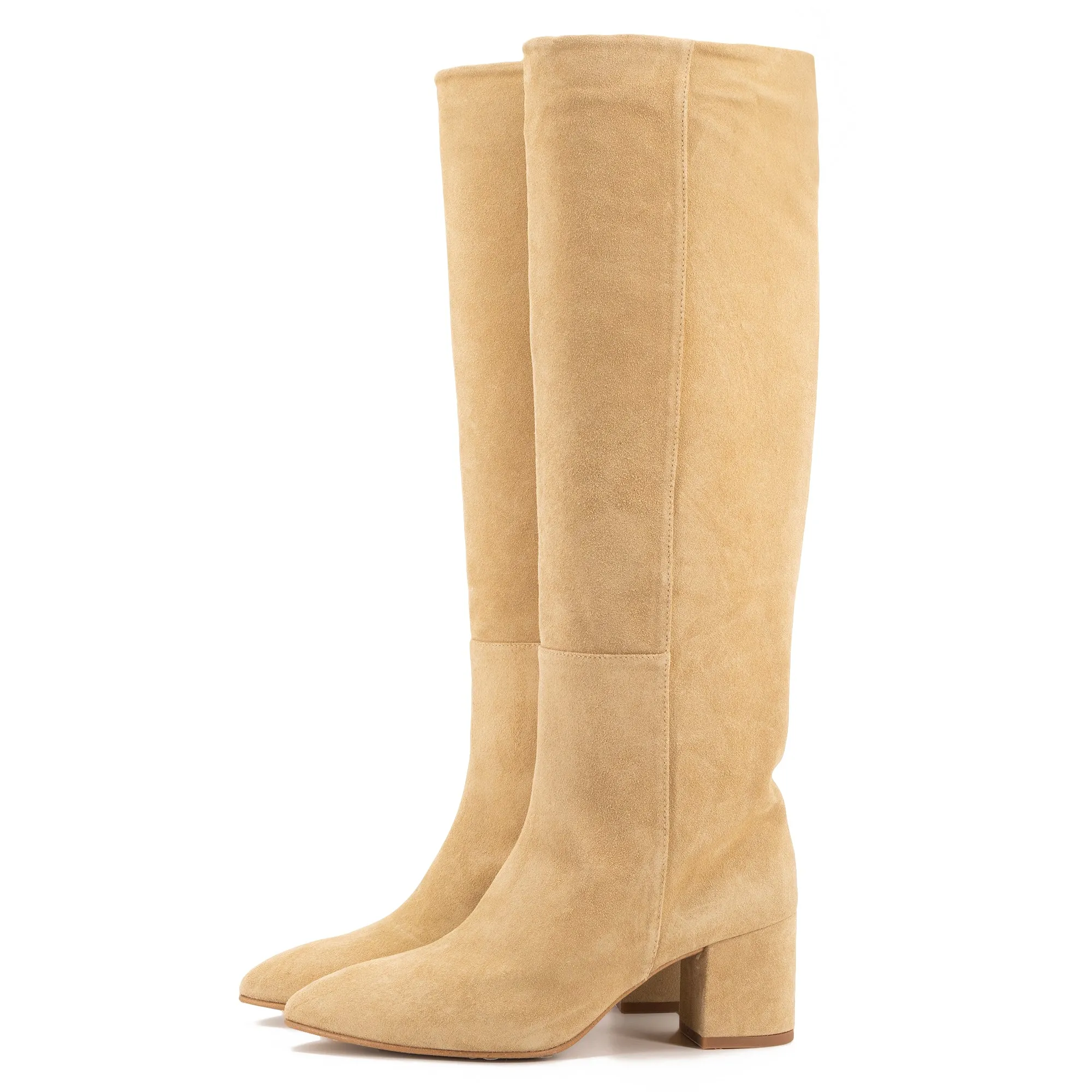 SAND SUEDE TALL BOOTS