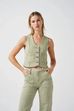 Seventy + Mochi Bea Waistcoat - Khaki Stripe: Size 10