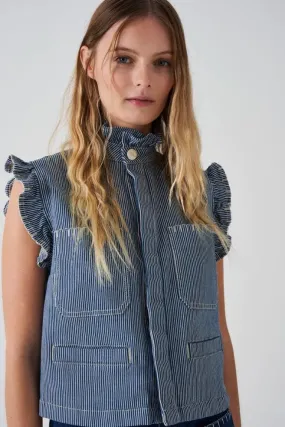 Seventy + Mochi Pablo Waistcoat - Striped Denim: Size 14