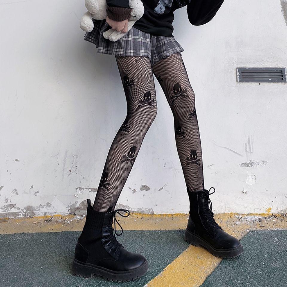 Sexy Tights Women Skull Mystery Thigh High Waist Stockings Gothic Fishnet Pantyhose