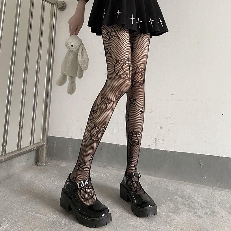 Sexy Tights Women Skull Mystery Thigh High Waist Stockings Gothic Fishnet Pantyhose