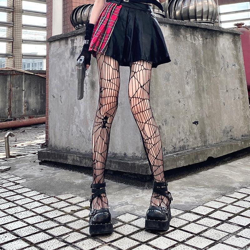 Sexy Tights Women Skull Mystery Thigh High Waist Stockings Gothic Fishnet Pantyhose