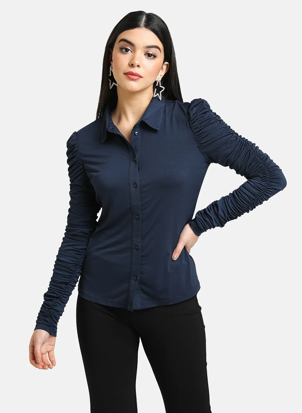 Shirt With Ruched Sleeves