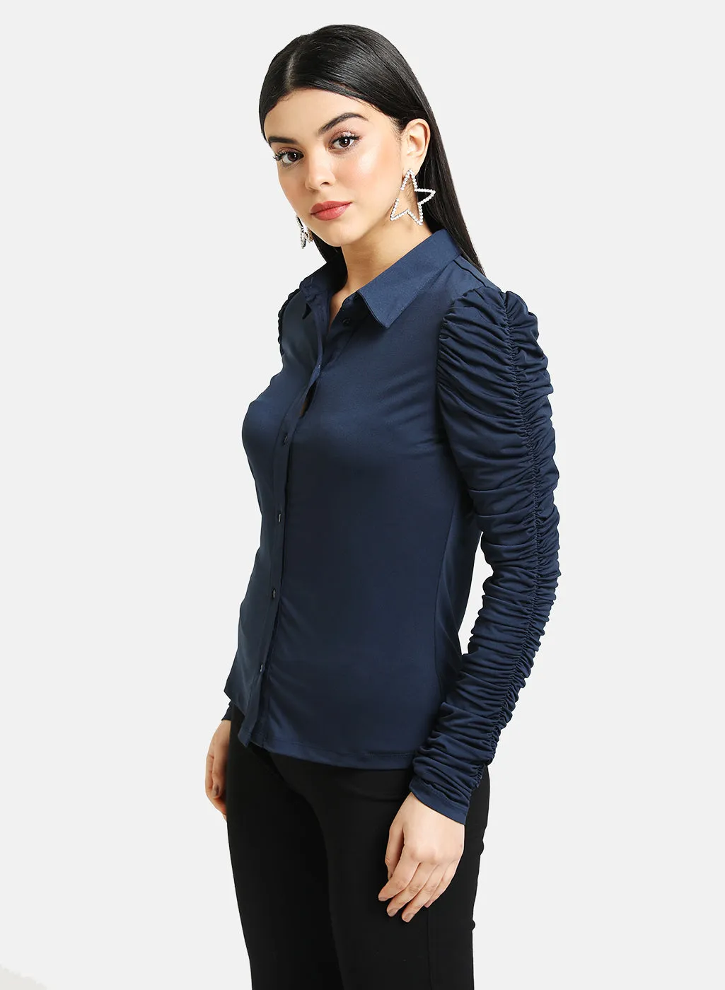 Shirt With Ruched Sleeves