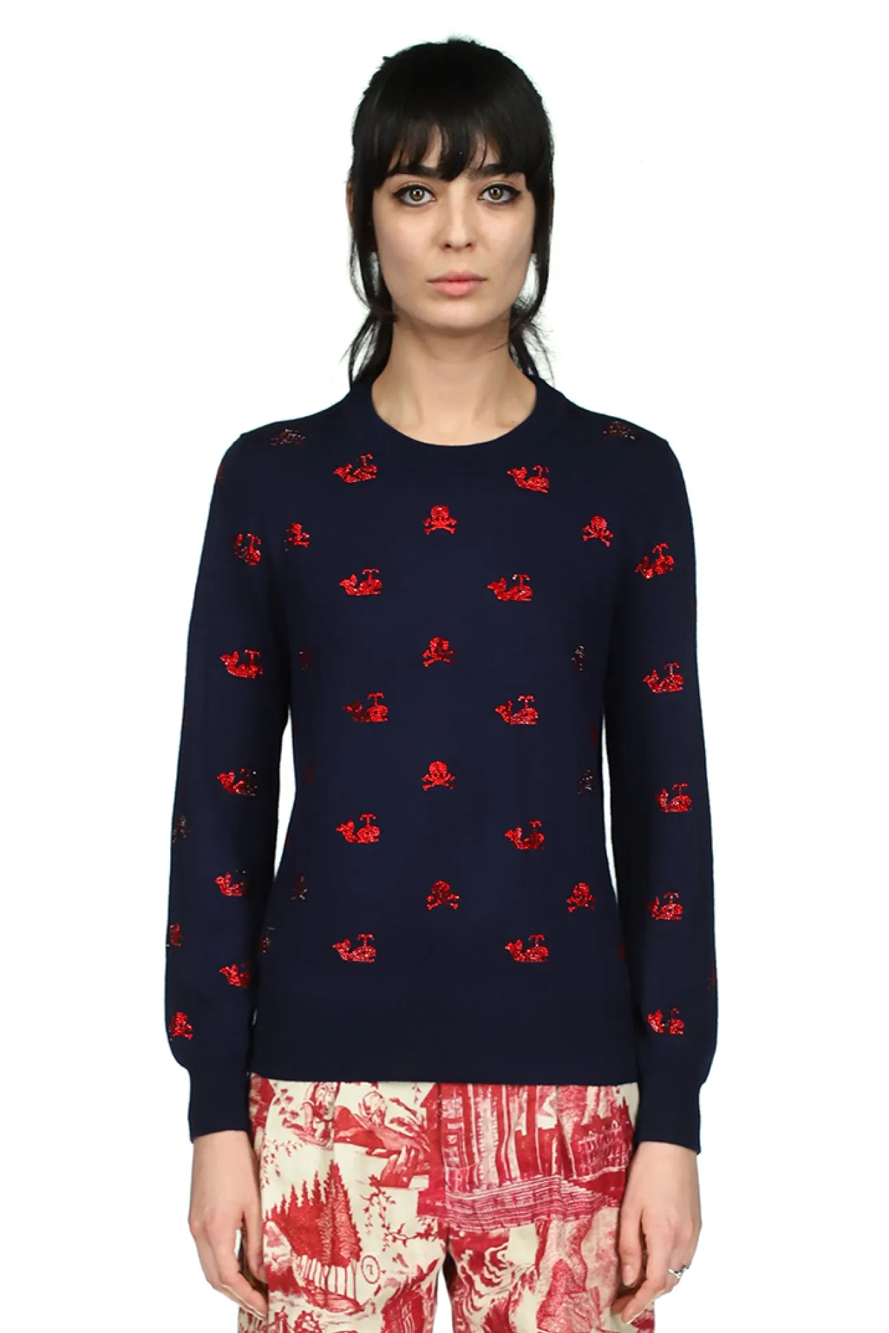 'SKULL CROSSBONES AND WHALES' NAVY SWEATER