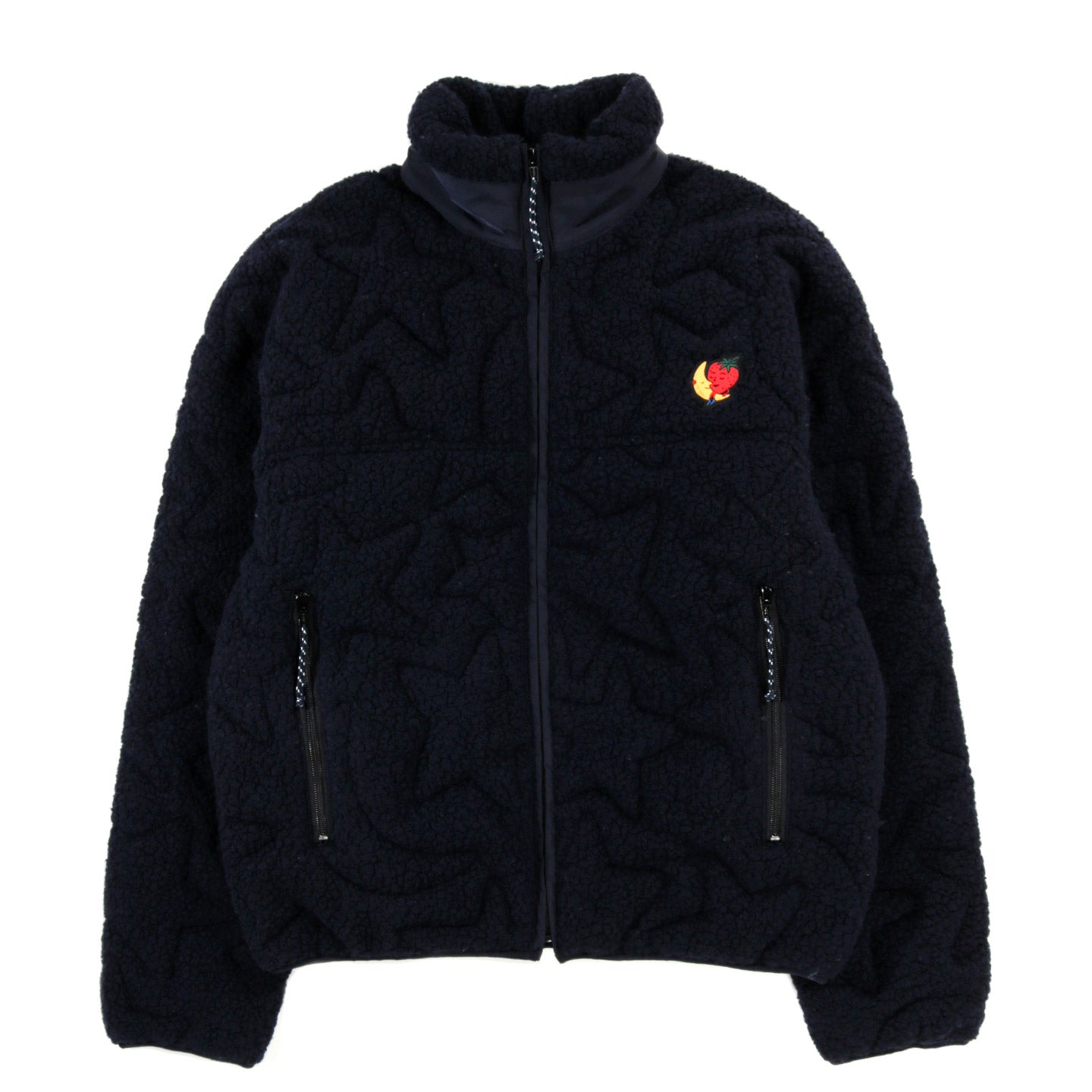 SKY HIGH FARM WORKWEAR QUILTED FLEECE ZIP JACKET NAVY