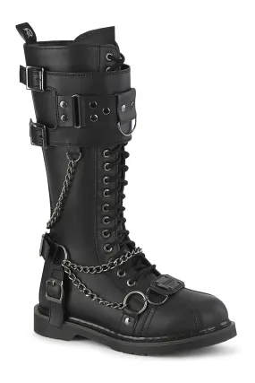 SS-BOLT-415 Black Vegan Leather Combat Boot