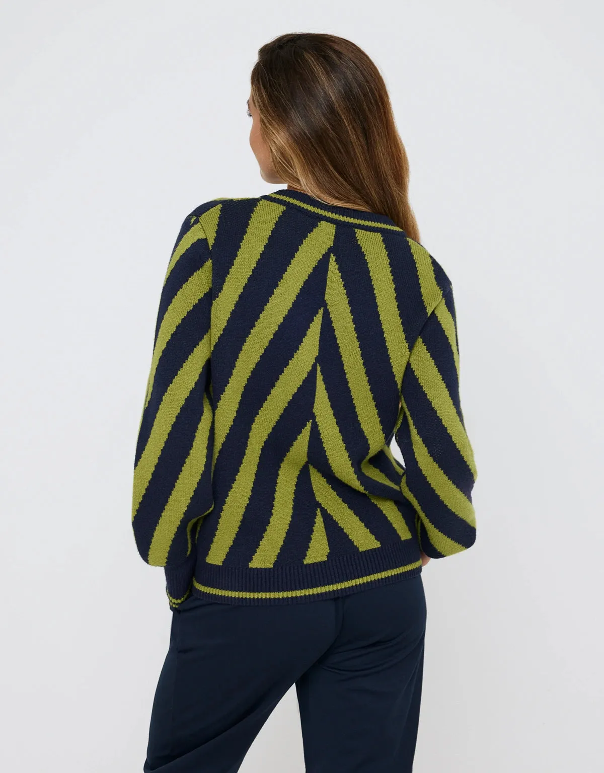 Striped Round Neck Sweater - Piraru