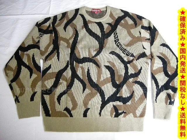 Supreme  |19AW ◆ Size M ◆ Supreme Tribal camo Sweater Knit Sweater TAN