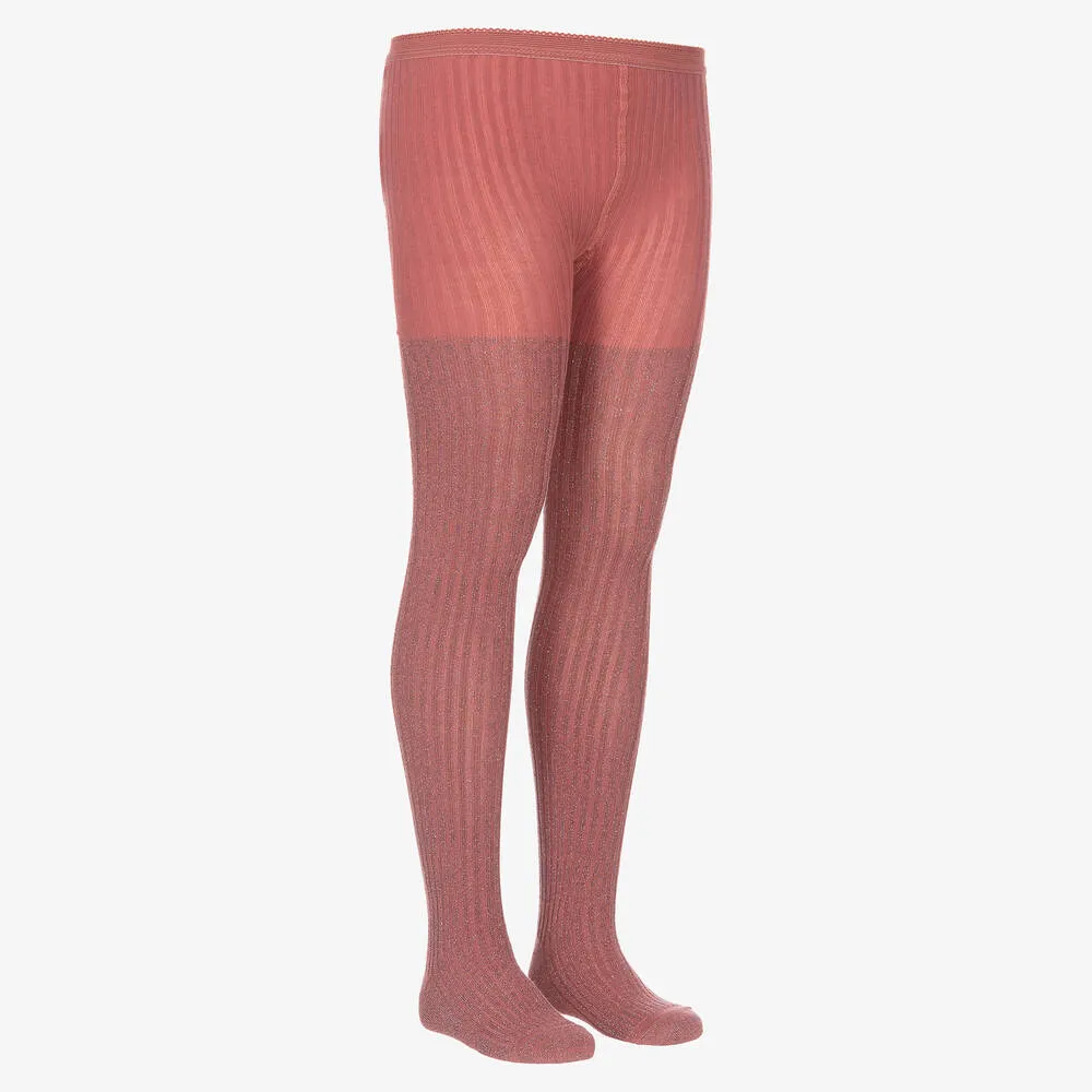 Teen Girls Pink Cotton Glitter Tights