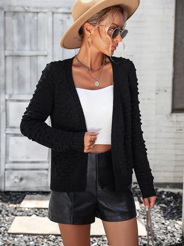 Three-Dimensional Pattern Cardigan Sweater