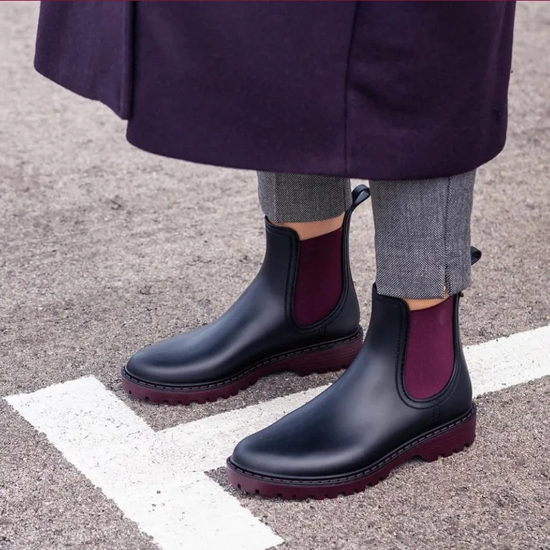 Toni Pons Cavour Black/Burgundy Rubber Boot