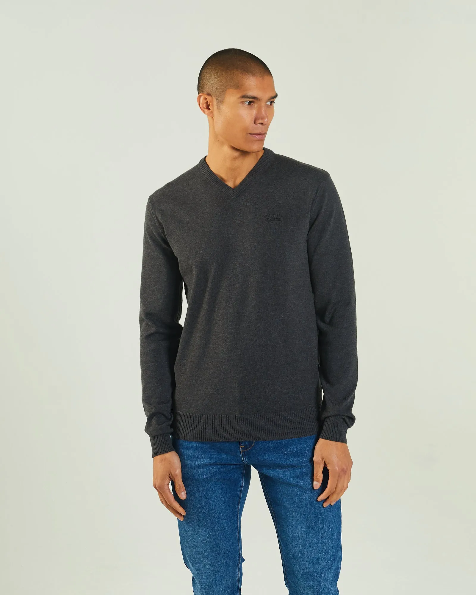 Tony V Neck Charcoal Marl