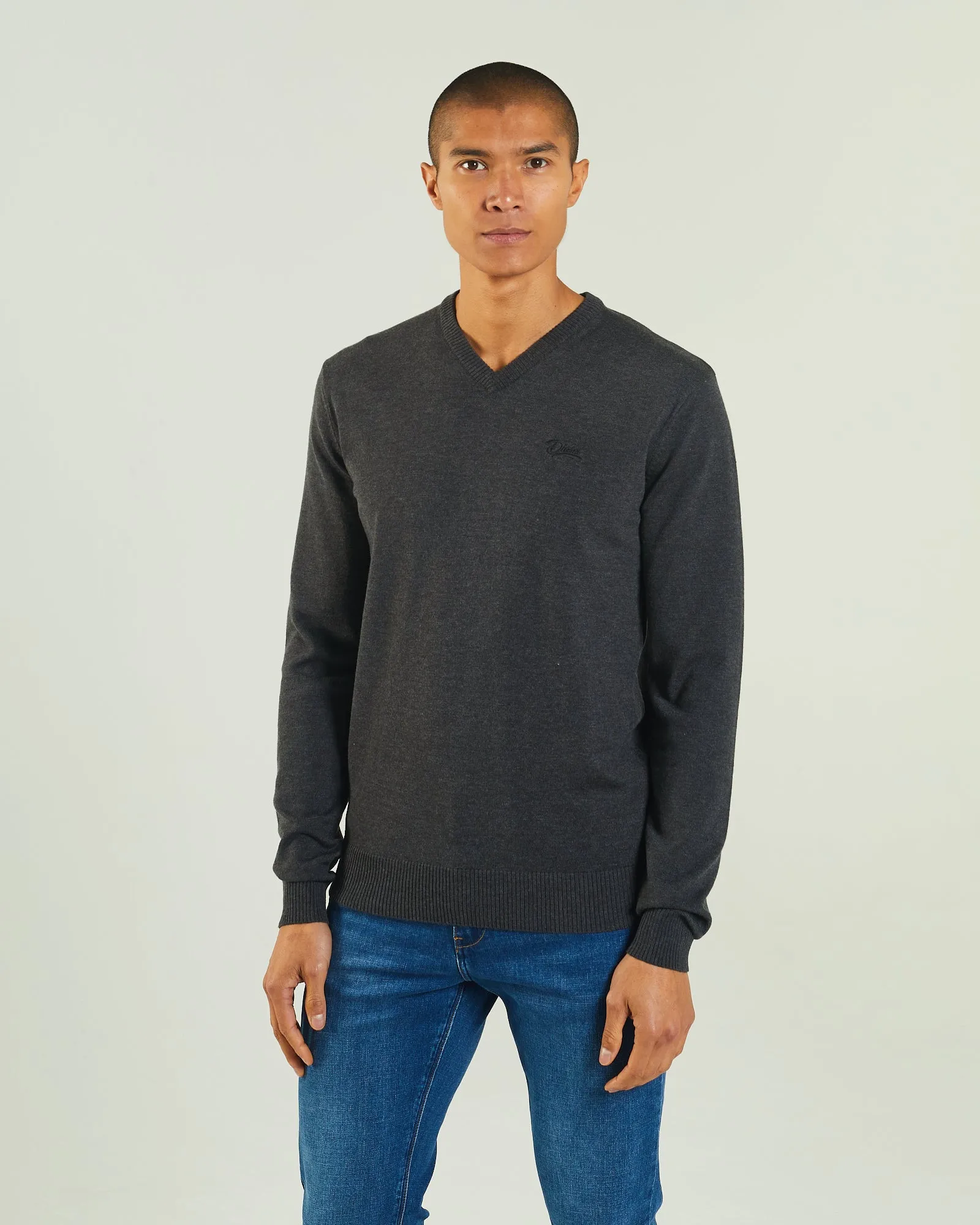 Tony V Neck Charcoal Marl