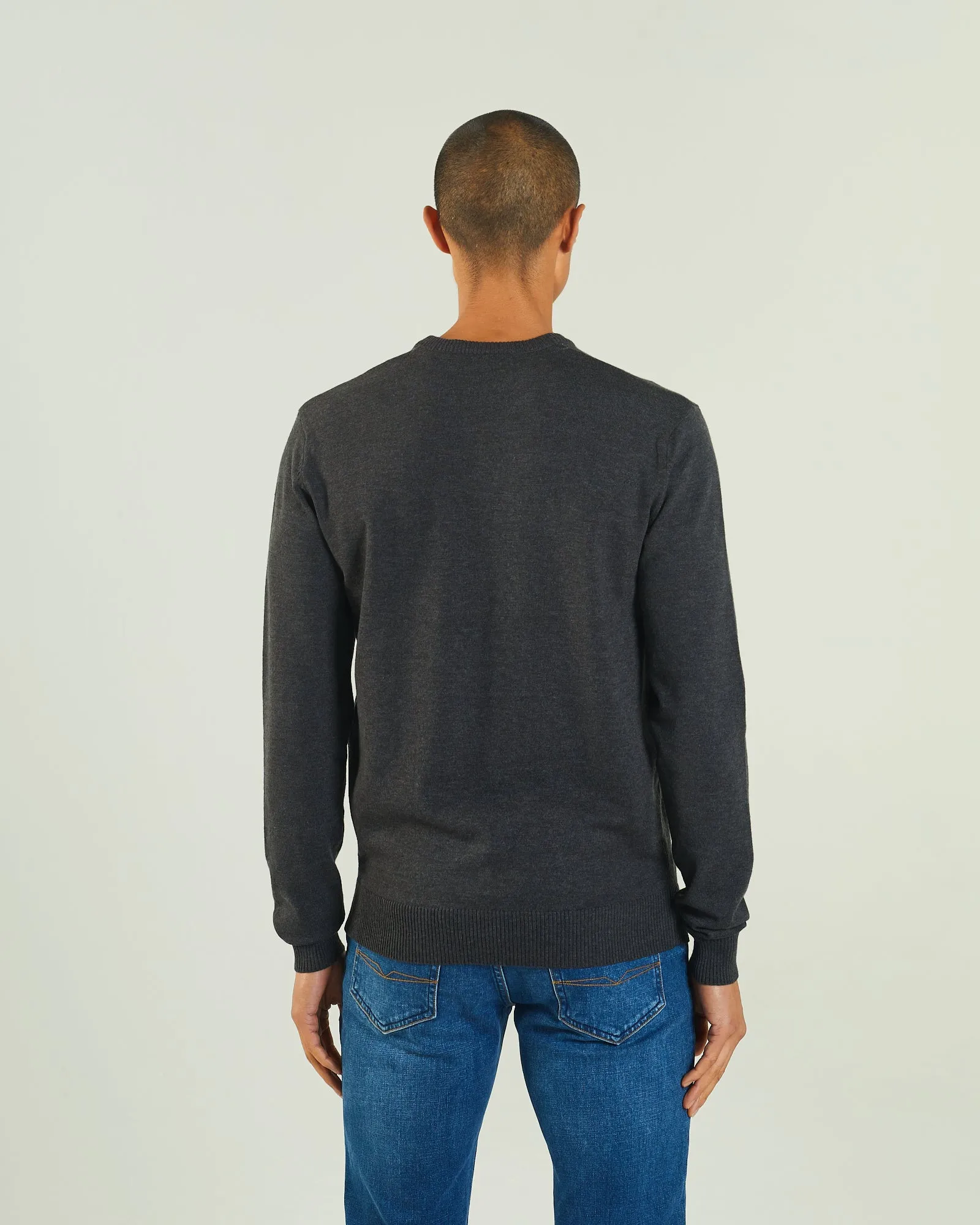 Tony V Neck Charcoal Marl