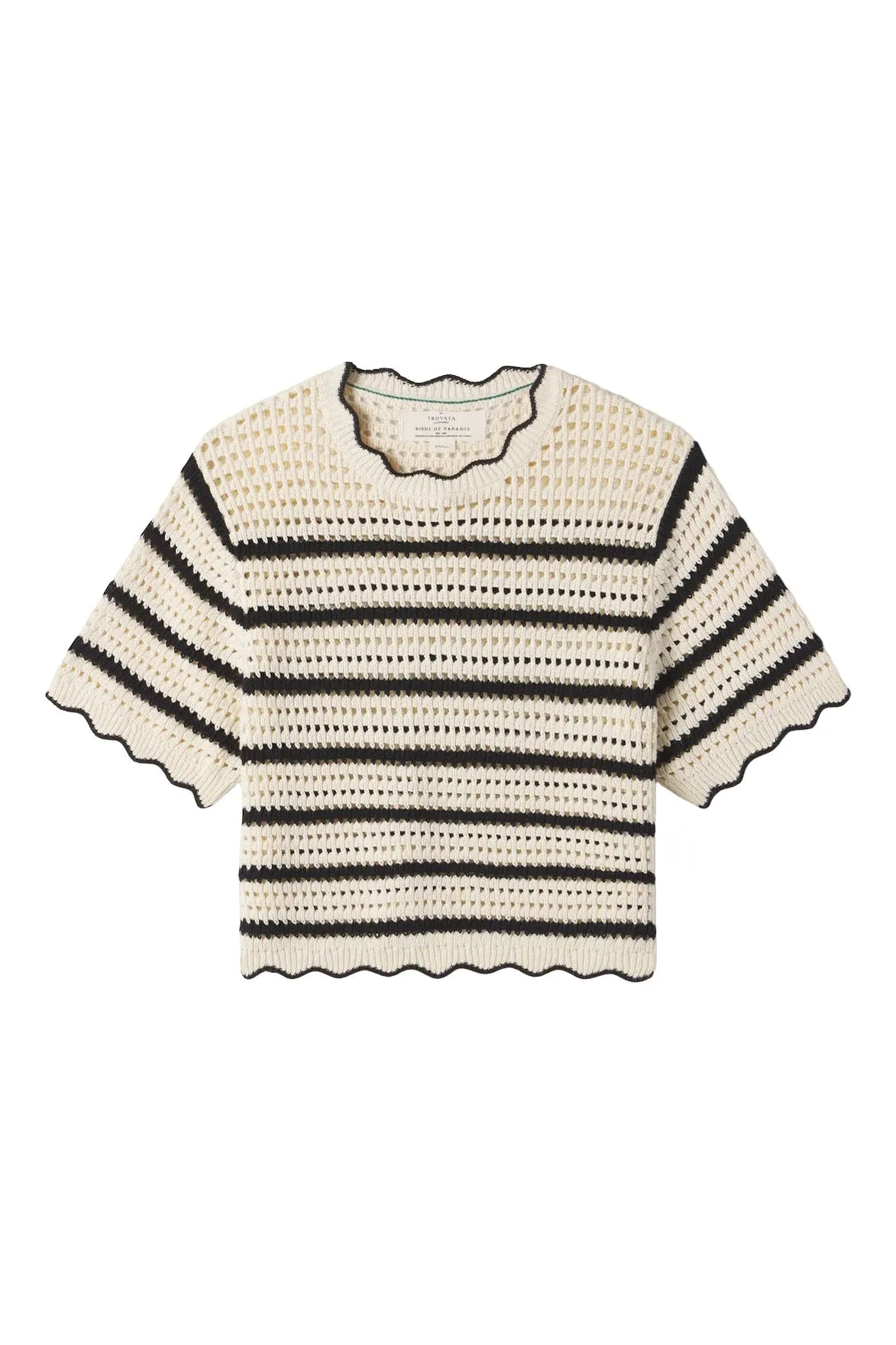 Trovata Birds of Paradis Jules Sweater T-shirt in Antique White - Black Stripe