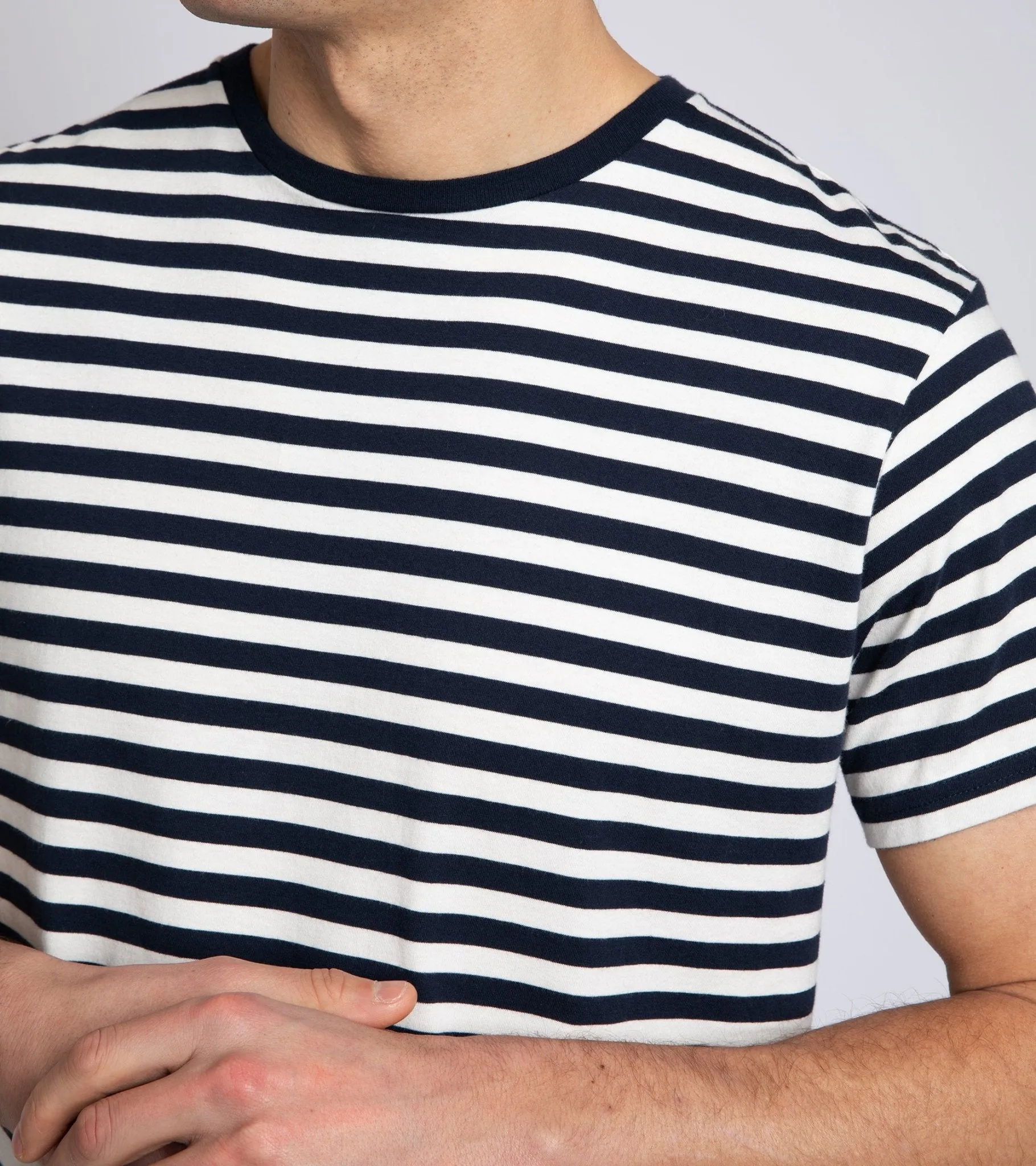 Trunk York Stripe T-Shirt: Navy/Ecru