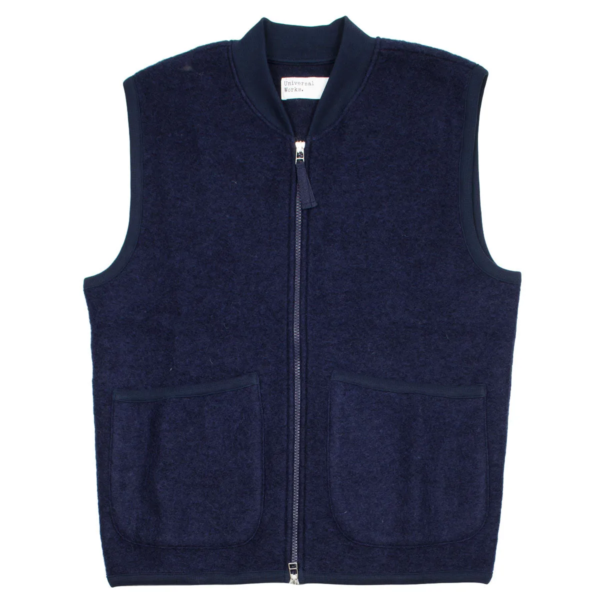 Universal Works - Zip Waistcoat Wool Fleece - Navy