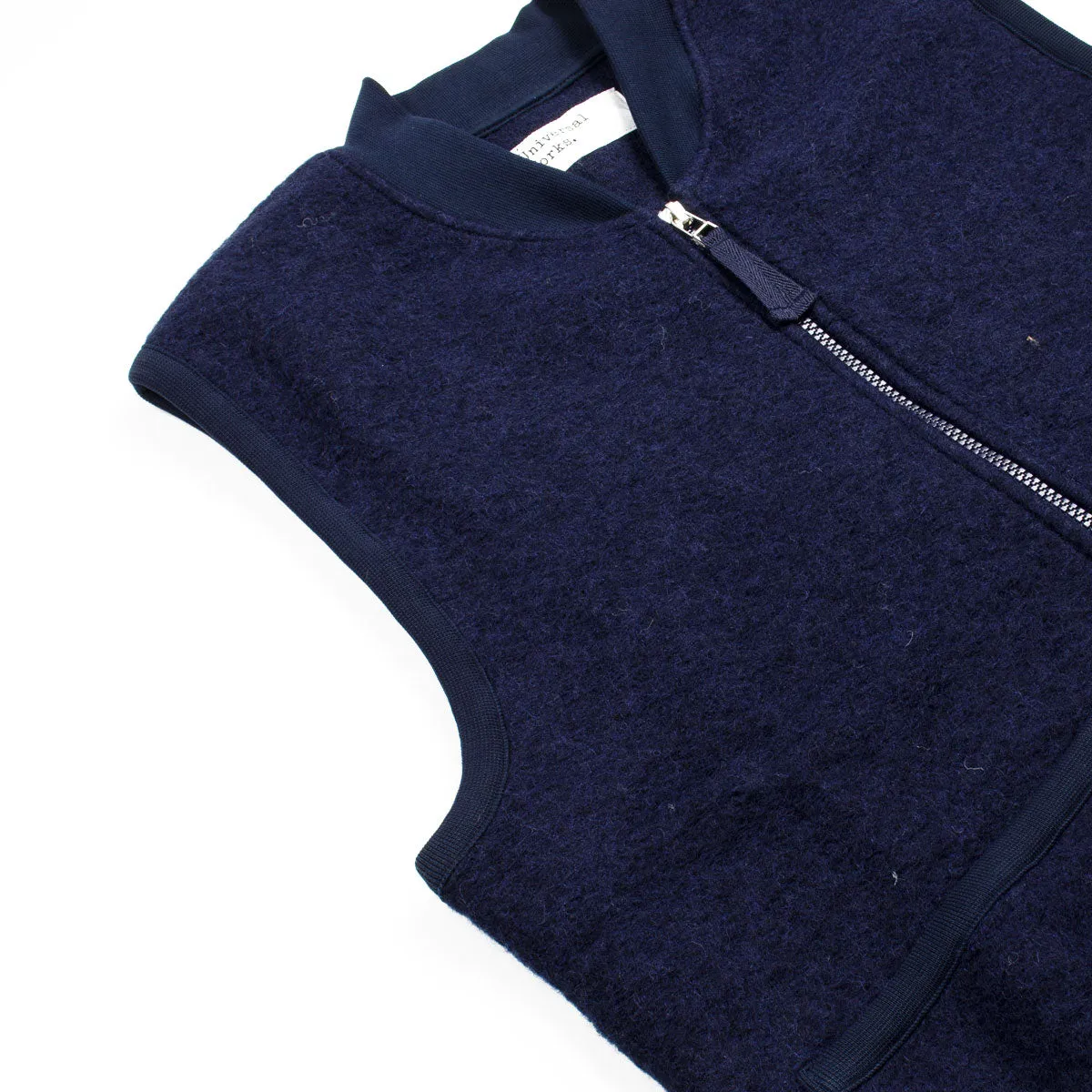 Universal Works - Zip Waistcoat Wool Fleece - Navy