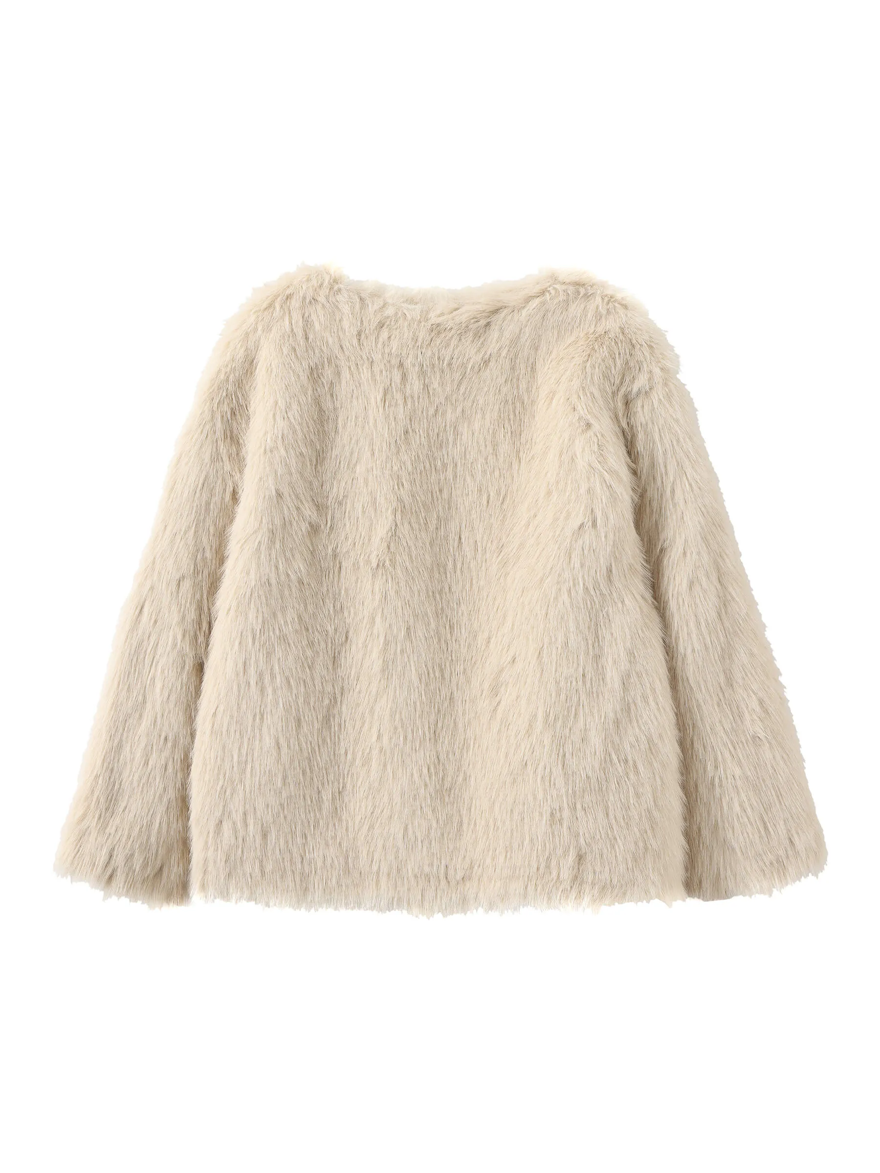 V-Neck Double Breasted Short Furry Coat