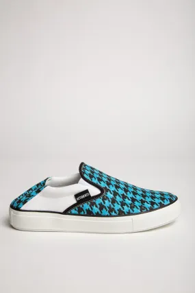 VETEMENTS | BLUE HOUNDSTOOTH BABOUCHE SLIP ON SNEAKERS