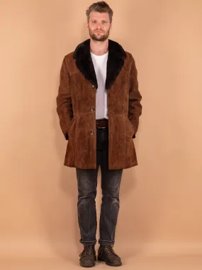 Vintage 70's Men Suede Coat in Brown