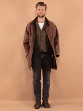 Vintage 80's Men Sheepskin Coat in Brown