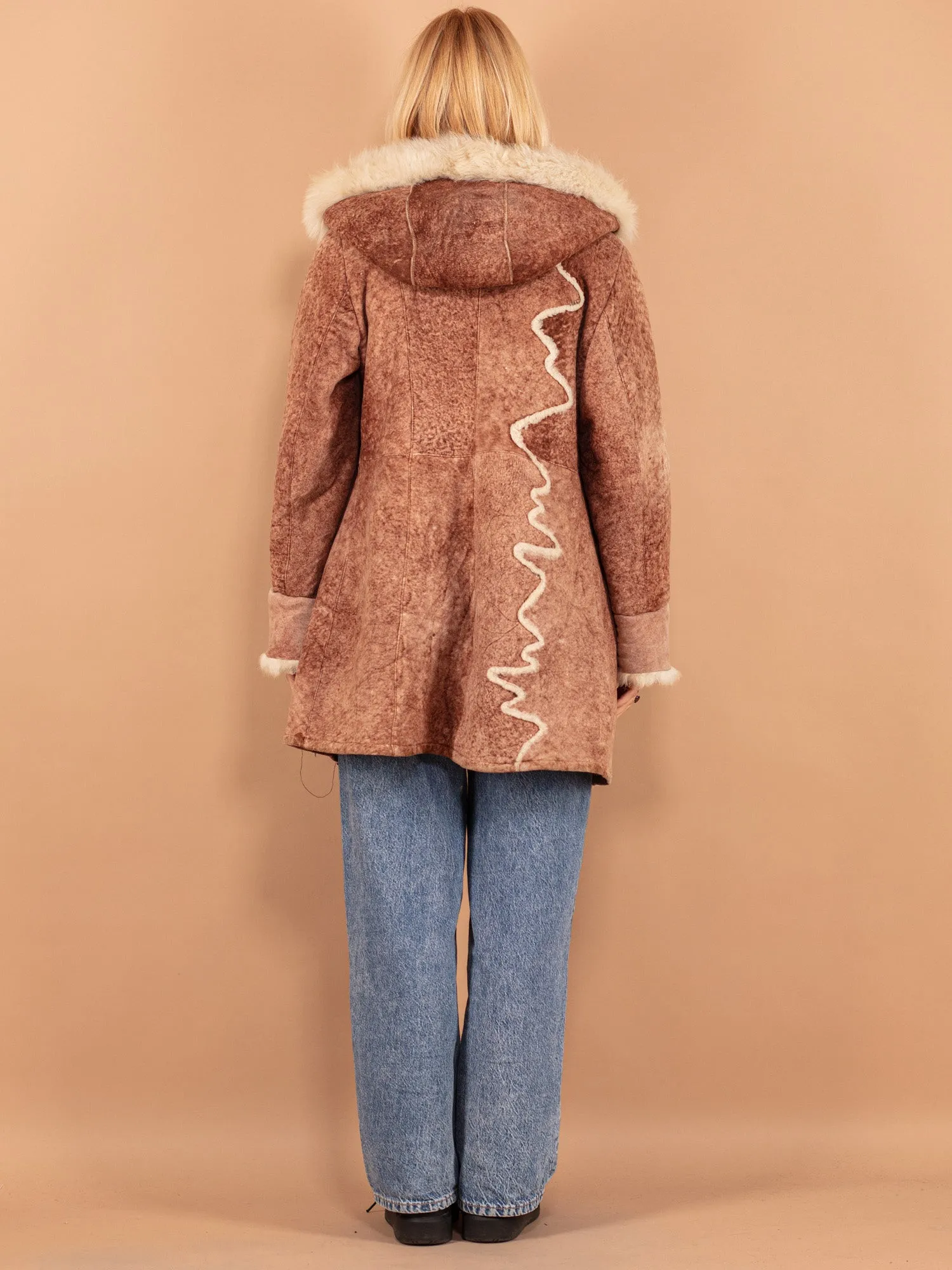 Vintage 80's Women Sheepskin Coat in Brown