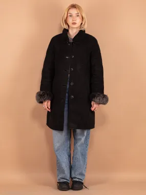 Vintage 80's Women Sherpa Coat in Black