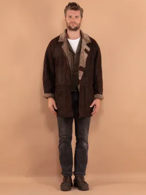 Vintage 90's Men Sheepskin Coat in Brown