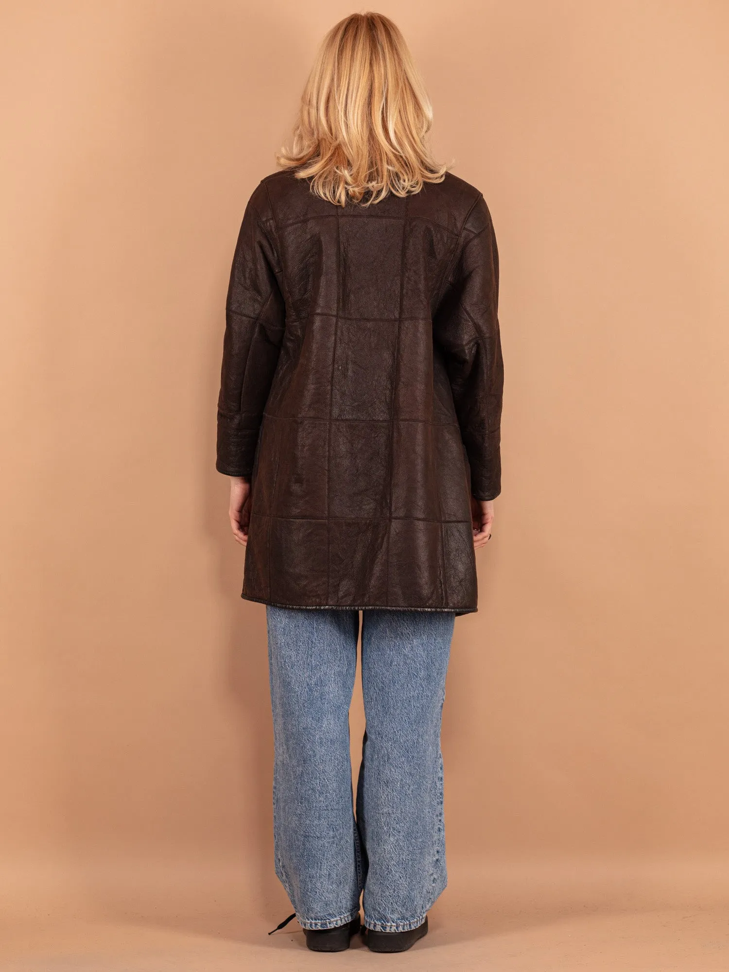 Vintage 90's Women Sheepskin Coat in Brown