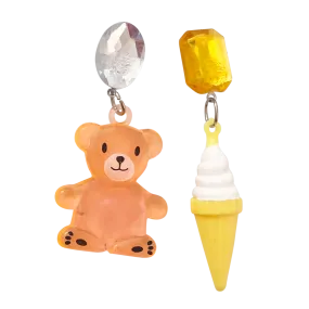 Vintage Ice Cream Bear Charm Earrings