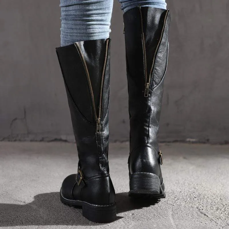 Vintage Vibe Biker Boots